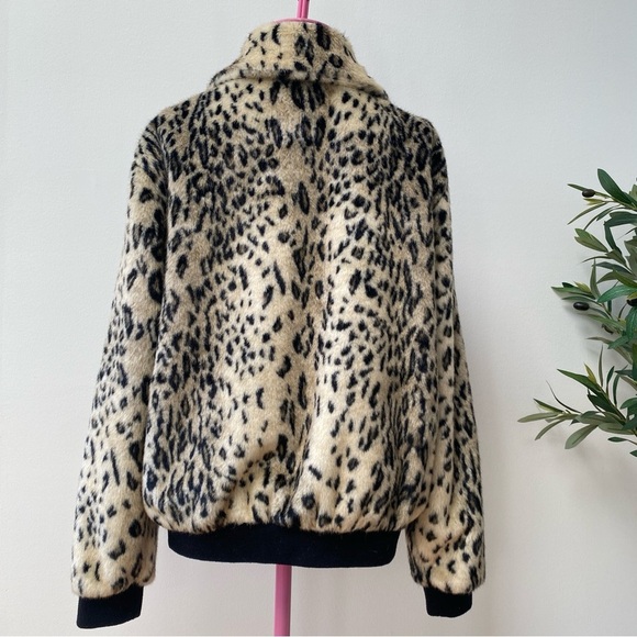 Urban Outfitters Cheetah Animal Print Bomber Jacket Size Small Hipster Mob Wife - Picture 4 of 11